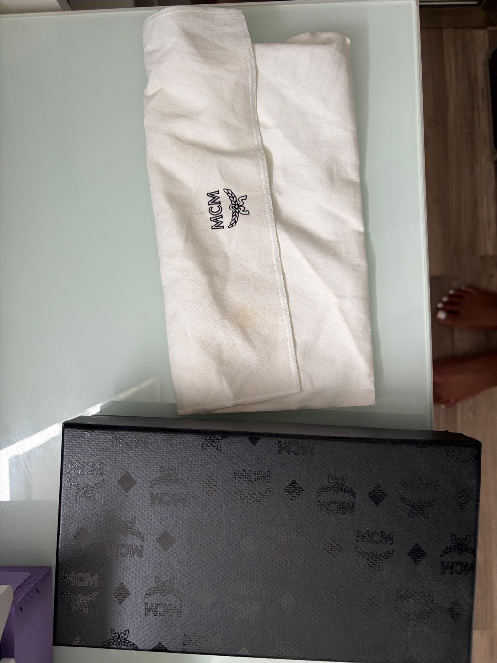 Mcm Off-White Canvas Dust Sack With Black Logo